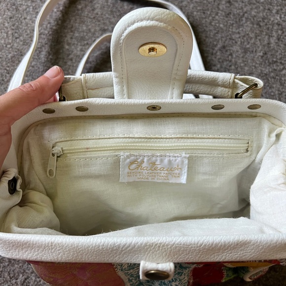 Vintage 90s Y2K Chateau Genuine Leather Patchwork Top Handle Crossbody Bag - Picture 15 of 15